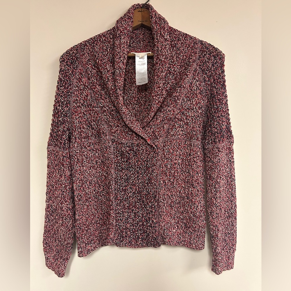 Etoile Isabel Marant Navy Red Rag Sweater Snap Double-breasted Cardigan Size S